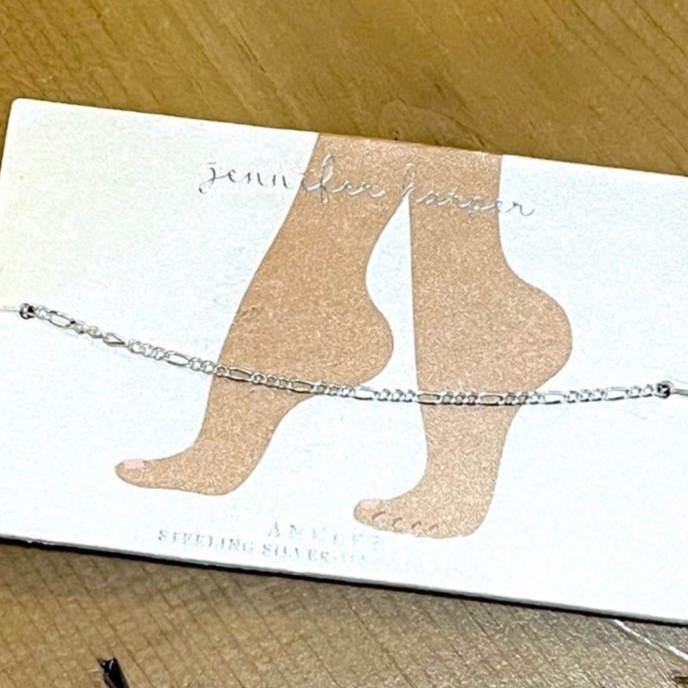 Sterling Silver ANKLET Figaro Chain - 9.25 in long